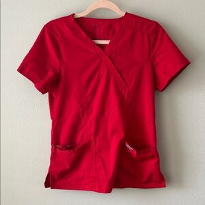 Cherokee Bright Red Short Sleeve scrub Top Size XS